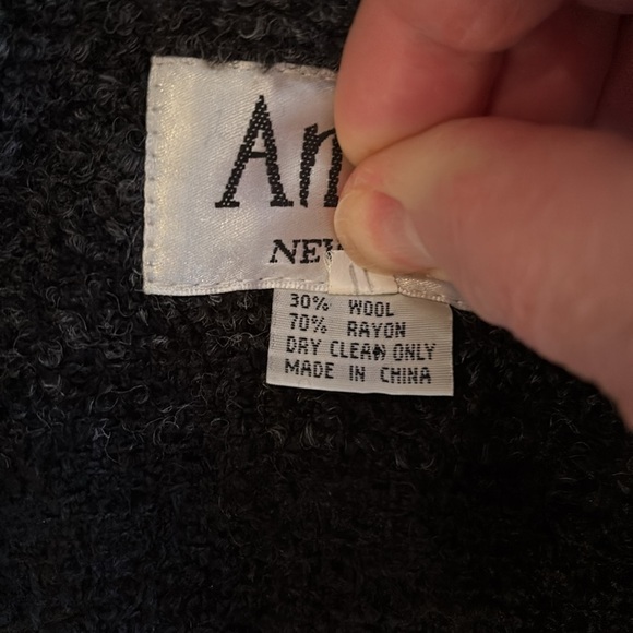An Ren New York Couture Wool Blend Cardigan Sweater Jacket Charcoal Gray Size L - Picture 8 of 12